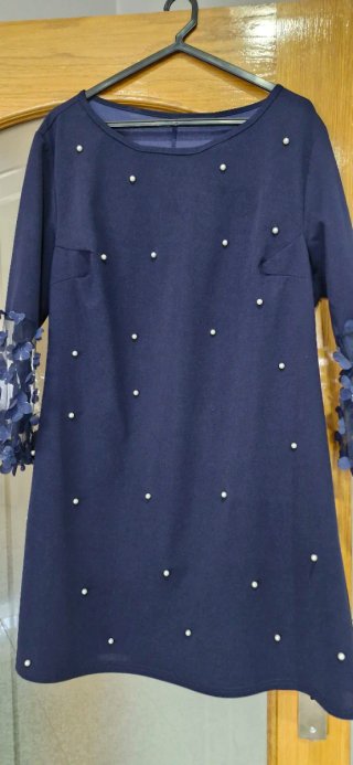 Vestido de Festa Azul Marinho com Pérolas