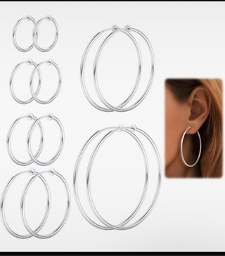 Pack de 6 Pendientes de Aro Plateados