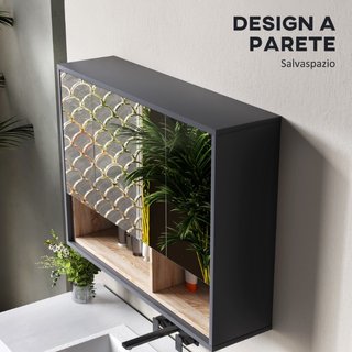 Specchiera Bagno a 3 Ante con Armadietto 8 Vani e