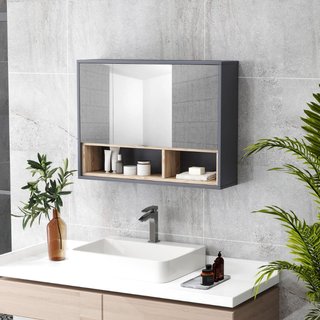 Specchiera Bagno a 3 Ante con Armadietto 8 Vani e