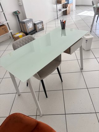 Scrivania vetro, metallo e legno 150x90