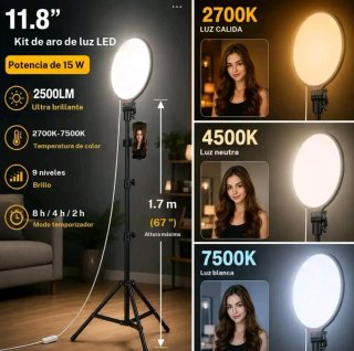Aro de Luz LED 11.8 con Trípode