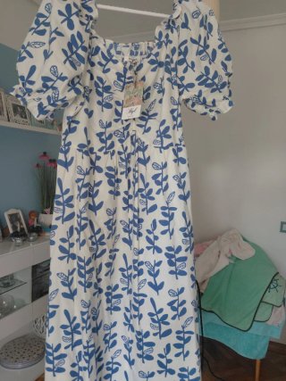 Vestido Swtt Miss Estampado Hojas Azul