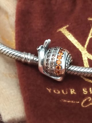 Charm Caracol con Circonitas Naranja y Plata