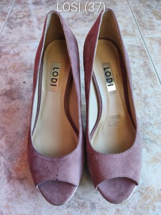 (37) LODI Zapatos de tacón Peep Toe - Ante Nude