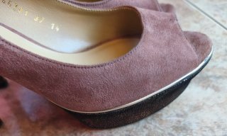 (37) LODI Zapatos de tacón Peep Toe - Ante Nude
