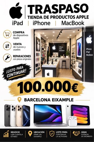 TRASPASO DE TIENDA DE PRODUCTOS APPLE — BARCELONA