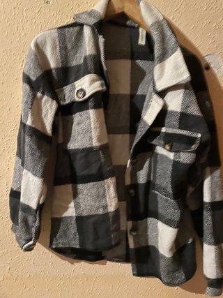 Chaqueta de Cuadros Blanca y Negra Talla M