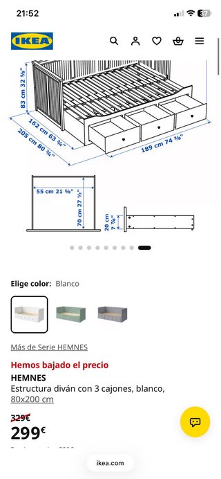 Cama IKEA HEMNES Blanca + 2 colchones nuevos