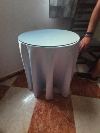Mesa camilla redonda cristal y tela