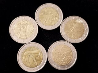 Set de 5 Monedas Conmemorativas 2 Euros Francia