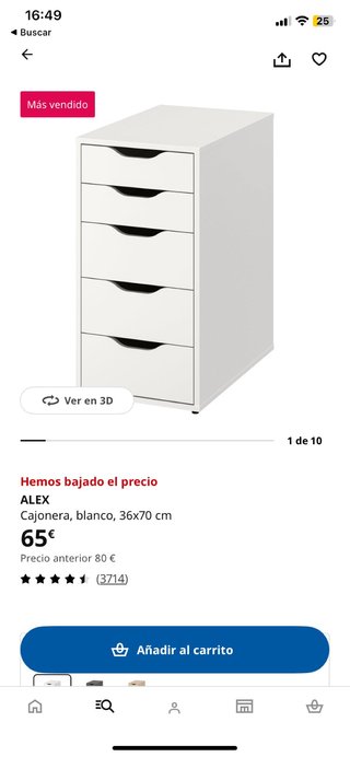 Cajonera Alex Ikea Blanca