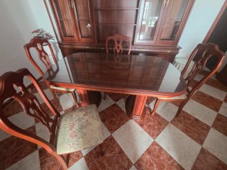 Conjunto de salón madera oscura