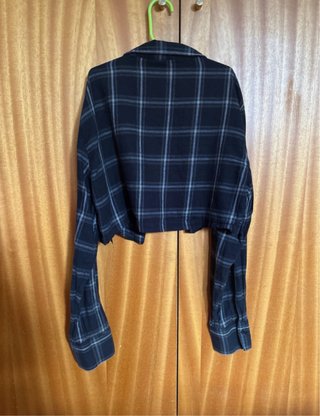 Camisa Curta Xadrez Preta e Branca