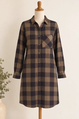 Vestido camisero cuadros M