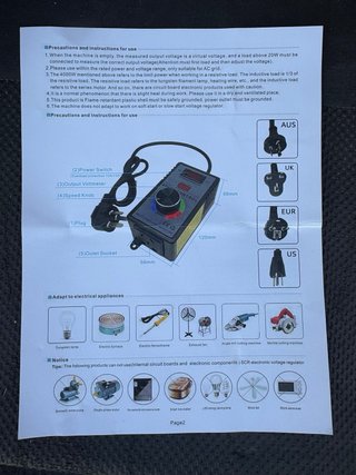 Variador de Voltaje y Velocidad 10A