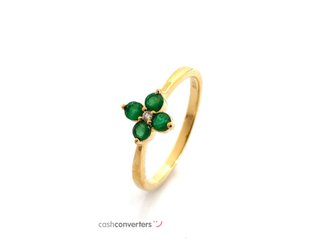 anillo oro 18k con piedra con diamante,esmeralda