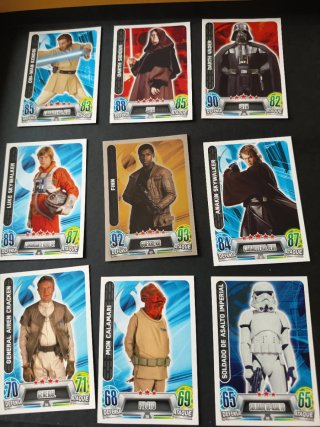 Lote 9 cromos Star Wars: Obi-Wan, Vader, Finn