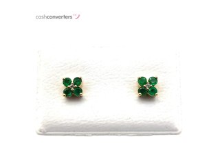 pendientes oro 18k con piedra con diamante,esmeralda