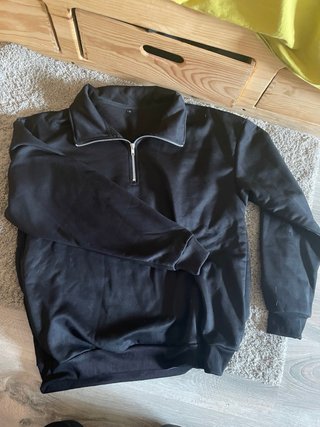 Zara Sudadera Negra Media Cremallera Talla S