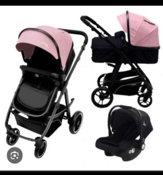 Carrito de bebé rosa y negro