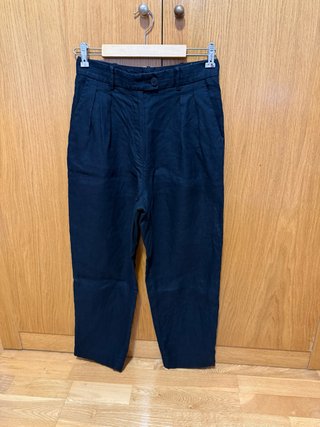 Pantalón de Lino Negro Massimo Dutti