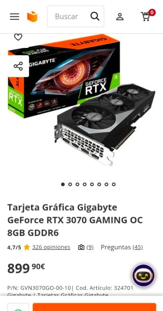 Gigabyte RTX 3070 Gaming OC Tarjeta Gráfica
