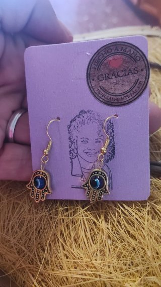 Pendientes Mano de Fátima Ojo Turco Dorados