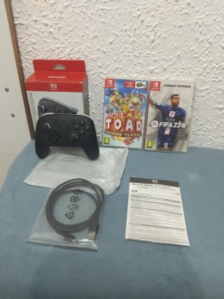 Mando Pro Switch + 2 Juegos Nintendo