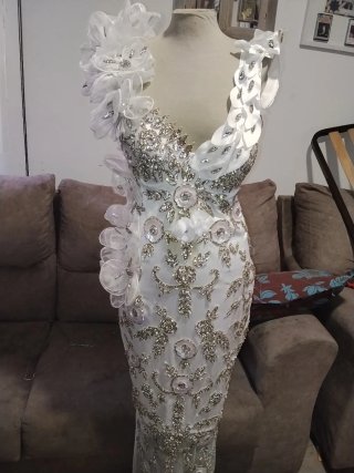 Vestido de Novia/Fiesta Blanco y Plateado