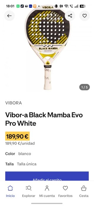 Pala pádel Vibor-A Black Mamba EVO PRO