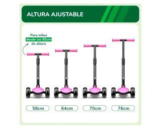 Patinete Infantil Sawyer Bikes LED Rosa