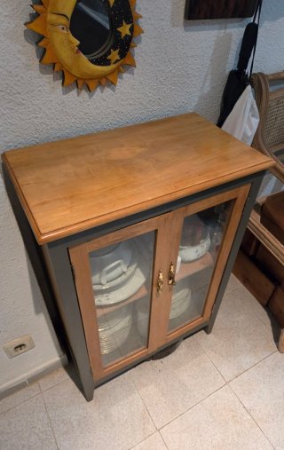 Vitrina Alacena de Madera Restaurada 60x86cm
