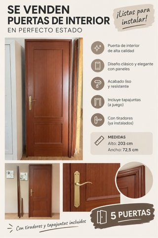 Set de 5 Puertas con Tapajuntas y tiradores