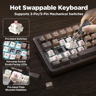 Teclado Mecánico 65% con Estructura de Madera