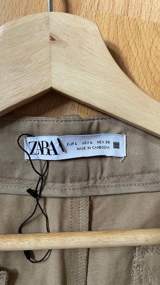 Pantalón Ancho Zara Beige Talla L