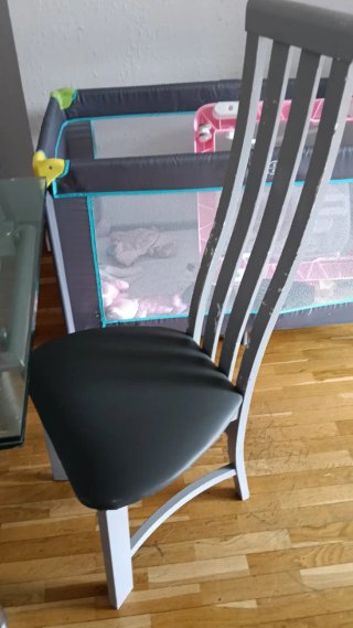 6 Sillas Altas Masera Cuero Gris