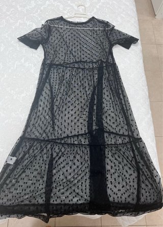 Vestido Negro de Tul con Lunares