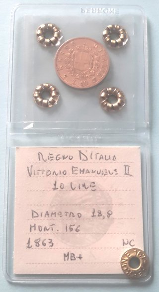 Moneta 10 Lire 1863  Regno d'Italia, PERIZIATA