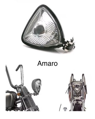 Farol Triângular Preto/Branco Para Moto/Mota Cafe