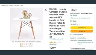 Mesa redonda blanca patas de madera