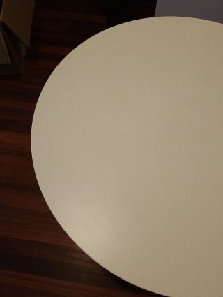 Mesa redonda blanca patas de madera