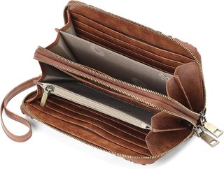 Cartera mujer grande doble cremallera RFID