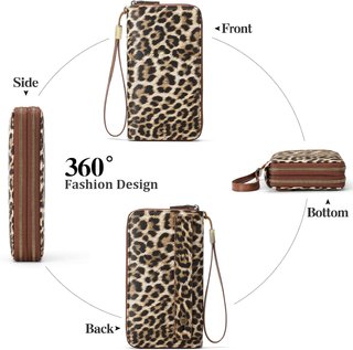 Cartera mujer grande doble cremallera RFID