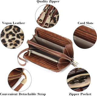 Cartera mujer grande doble cremallera RFID