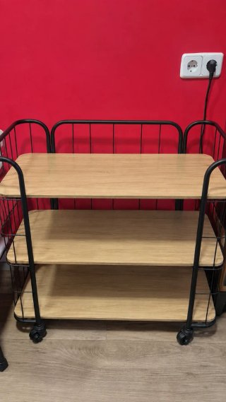 Carrito Auxiliar con Ruedas Metal y Madera