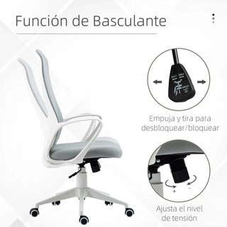 Silla Oficina Giratoria Basculante Ajustable Gris