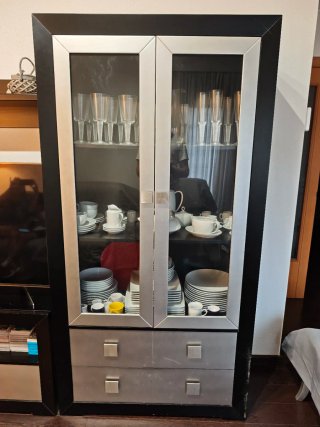 Mueble de salón completo negro y plata - 3 módulo