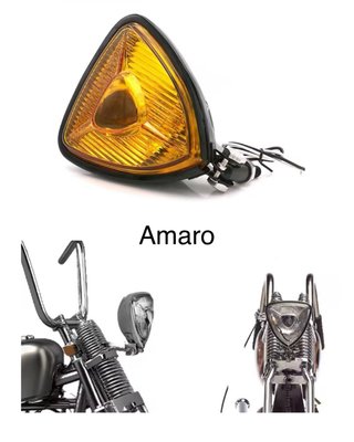 Farol Triângular Preto/Amarelo Para Moto/Mota Cafe