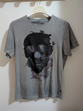 T-shirt TOMHER uomo grigia con teschio